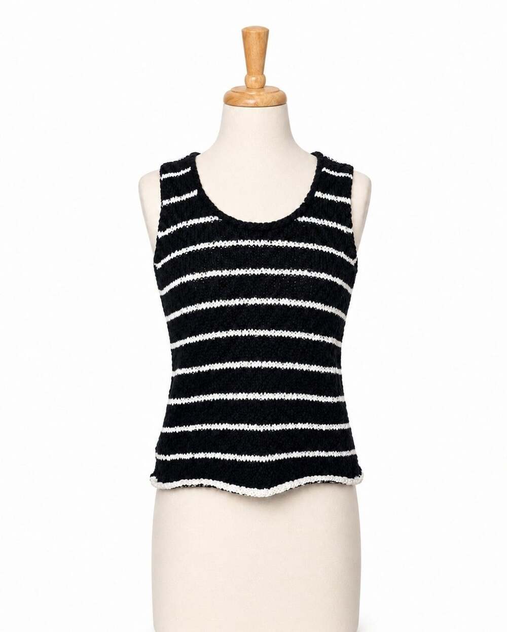 Evereve Marlowe Sweater Tank Womens S Black White Striped Knit NWT